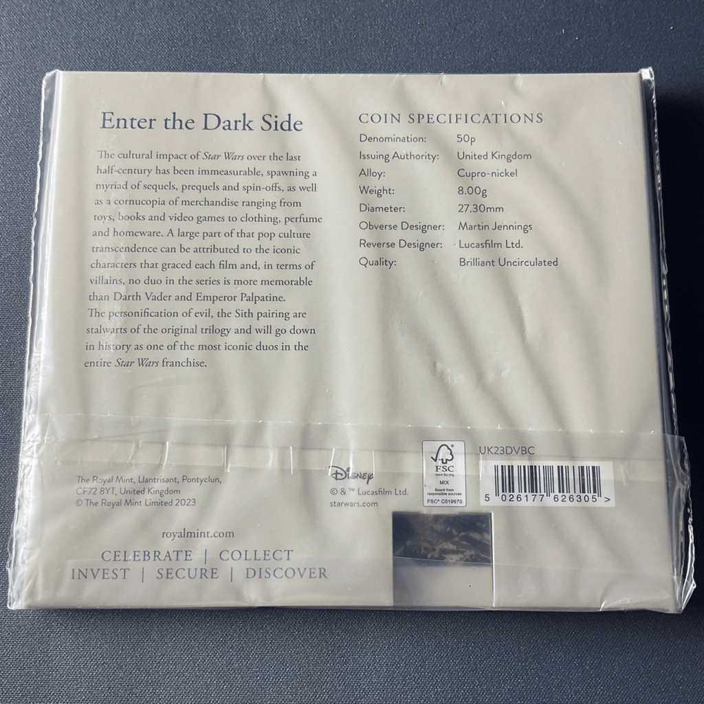 2023 Star Wars Darth Vader & Emperor Palpatine Coloured 50p coin - Bits’N’Bobs 24 - 7