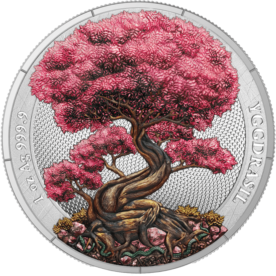 2025 Yggdrasil Spring Coloured Mythical Forest 1oz Silver Bullion Round - Bits’N’Bobs 24 - 7