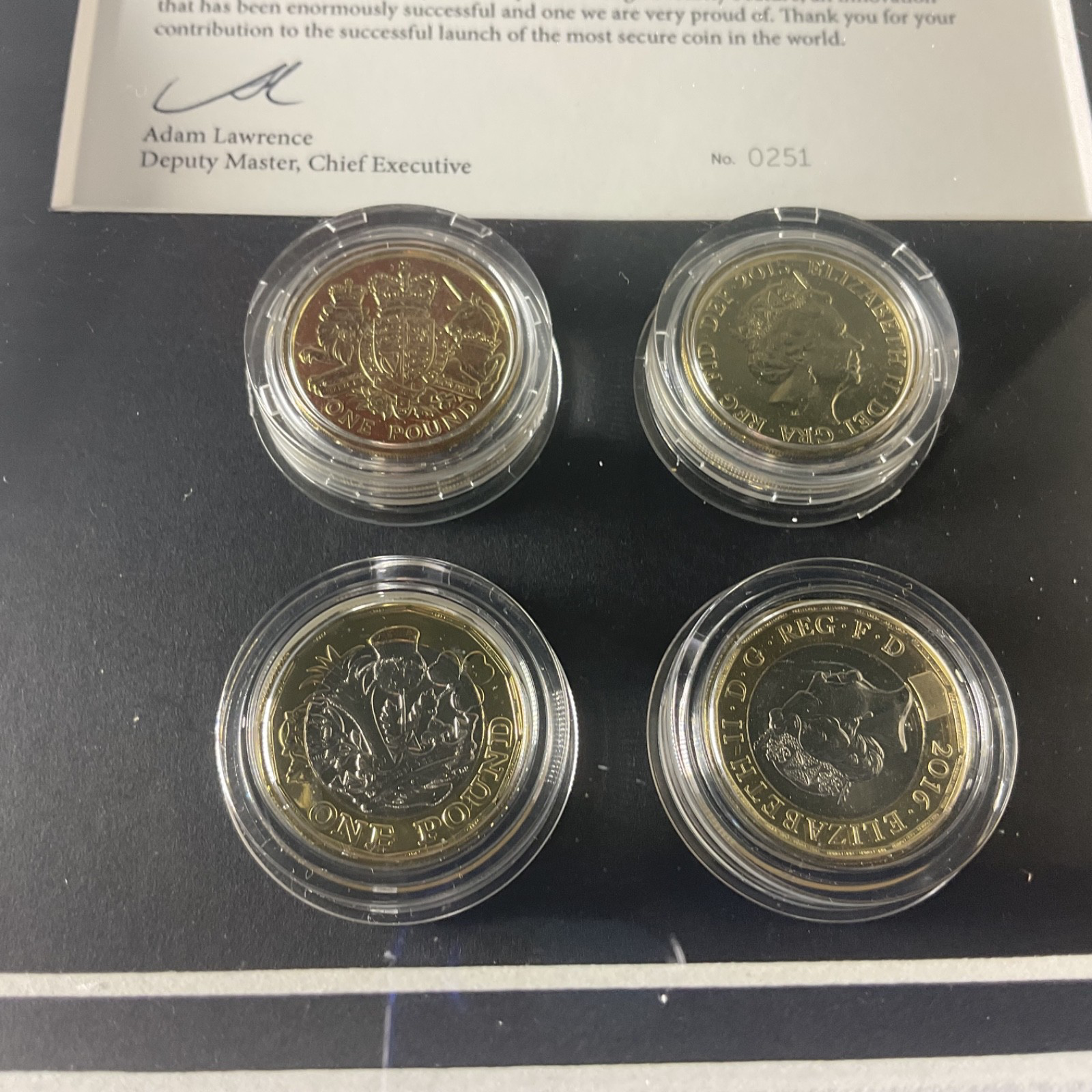 ONE POUND COIN ROYAL MINT Staff ISSUE "LAST OF THE OLD FIRST OF THE NEW" FRAMED