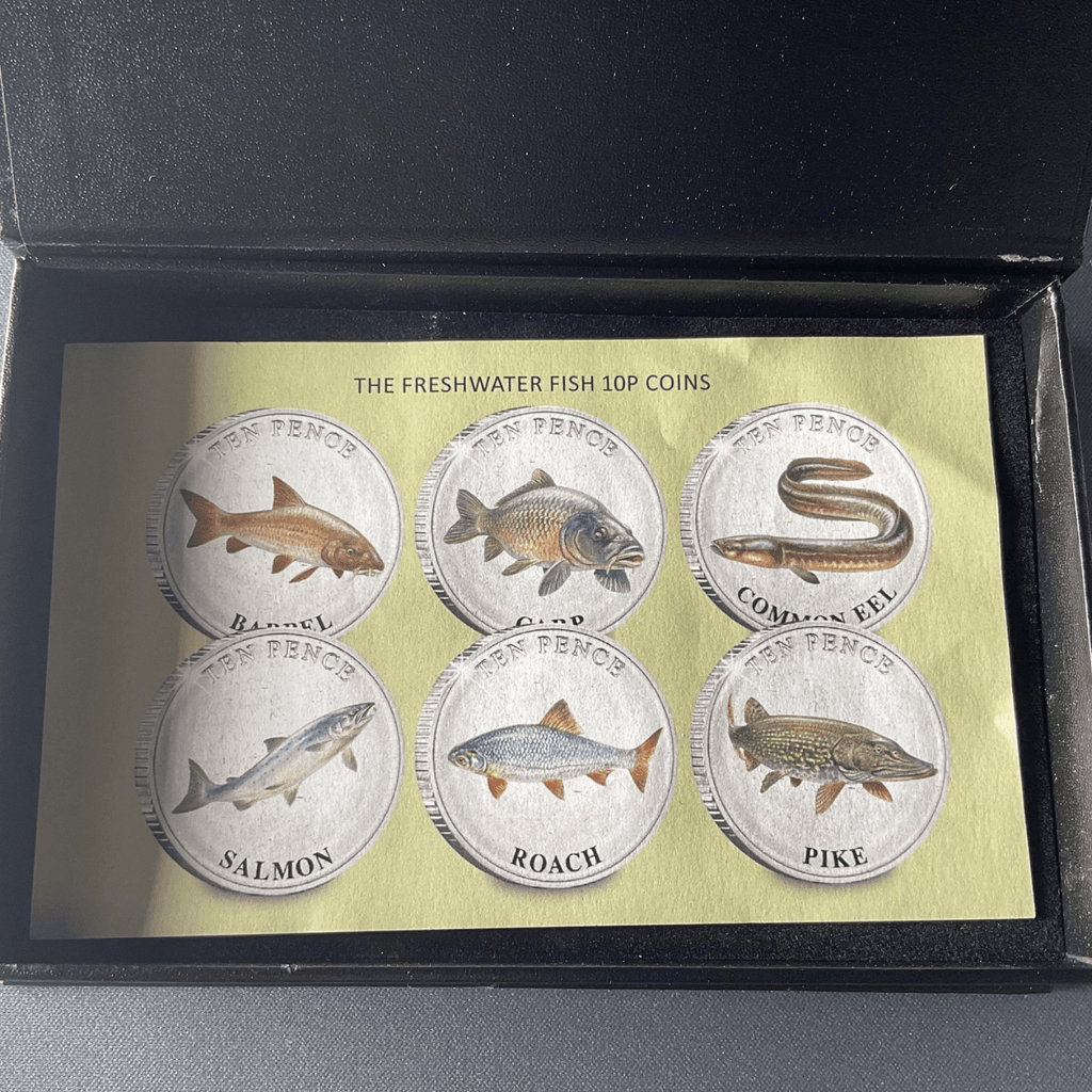 GUERNSEY 2023 WILDLIFE - FRESHWATER FISH coloured coin COLLECTION set 10p - Bits’N’Bobs 24 - 7
