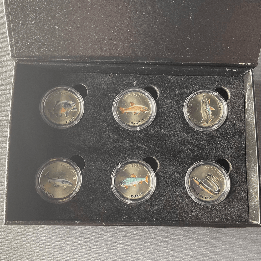 GUERNSEY 2023 WILDLIFE - FRESHWATER FISH coloured coin COLLECTION set 10p - Bits’N’Bobs 24 - 7