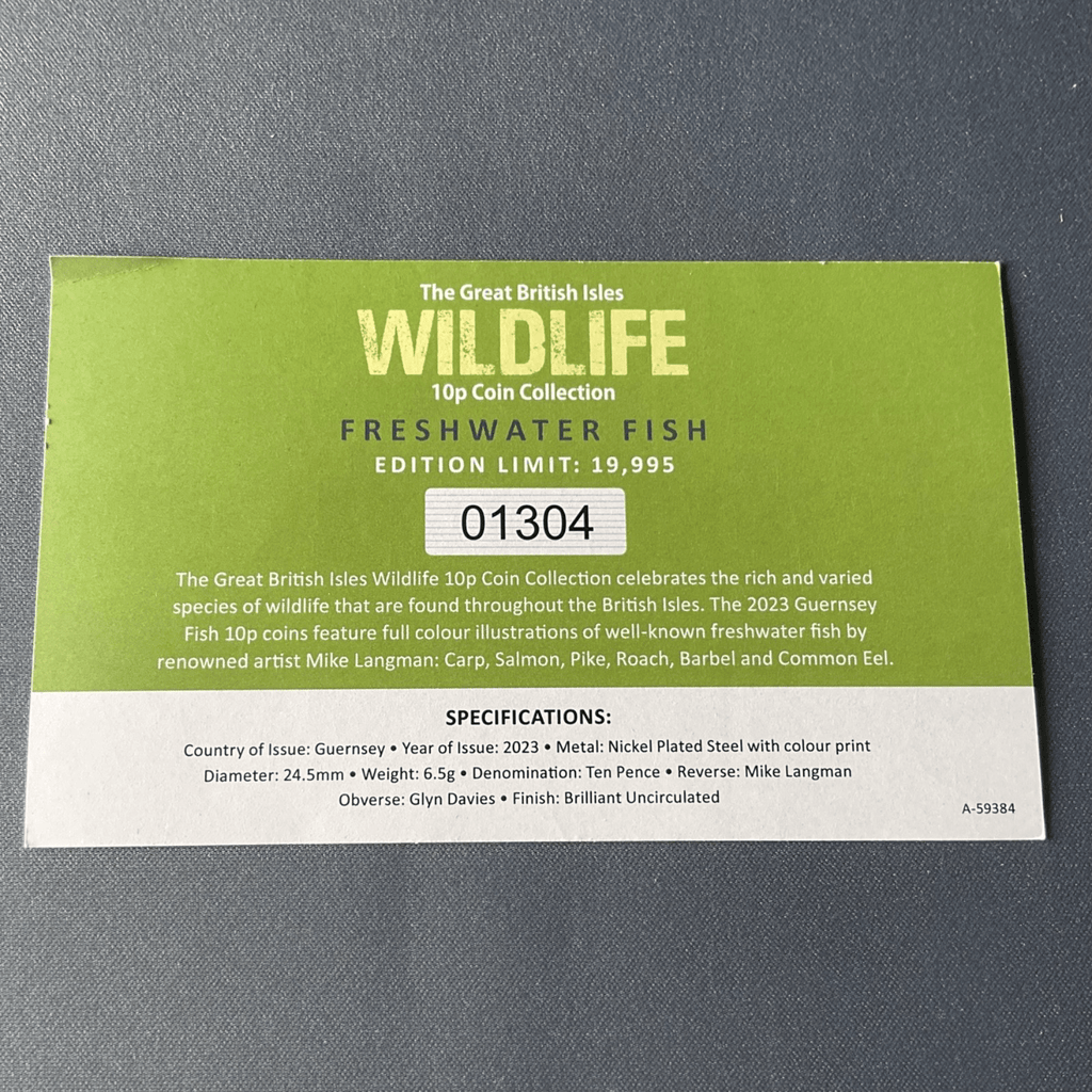 GUERNSEY 2023 WILDLIFE - FRESHWATER FISH coloured coin COLLECTION set 10p - Bits’N’Bobs 24 - 7