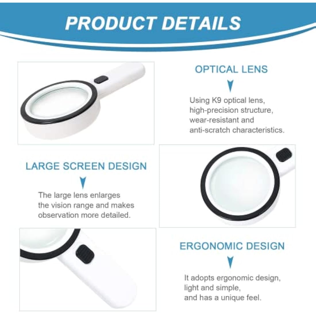 Magnifying Glass with 12 LED Lights, 30X Double Glass Lens Handheld Illuminated Magnifier Reading Magnifying Glass with for Seniors Read, Coins, Stamps, Map, Inspection, Macular Degeneration - Bits’N’Bobs 24 - 7