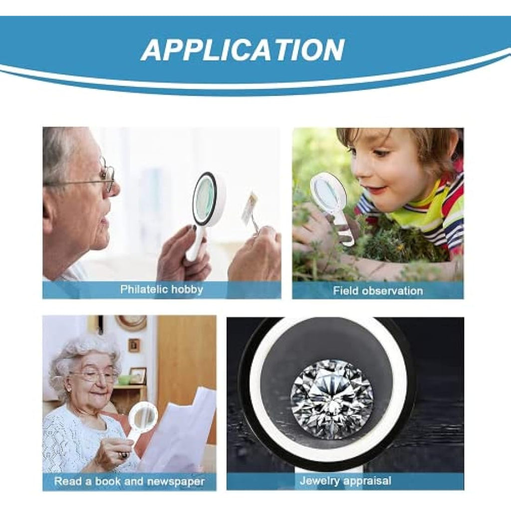 Magnifying Glass with 12 LED Lights, 30X Double Glass Lens Handheld Illuminated Magnifier Reading Magnifying Glass with for Seniors Read, Coins, Stamps, Map, Inspection, Macular Degeneration - Bits’N’Bobs 24 - 7