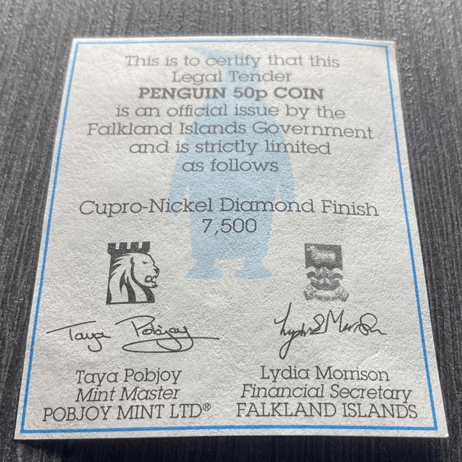 PobJoy Mint Penguin 50p coin C.O.A x1 - Bits’N’Bobs 24 - 7